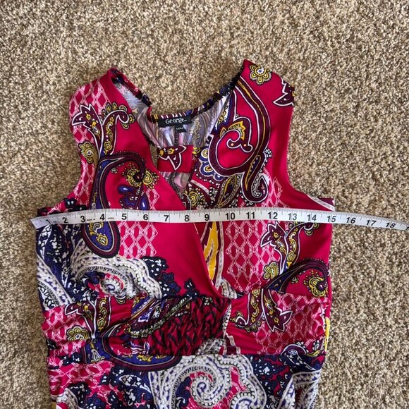 George pink colorful sleeveless summer dress with asymmetrical hem - Picture 12 of 13